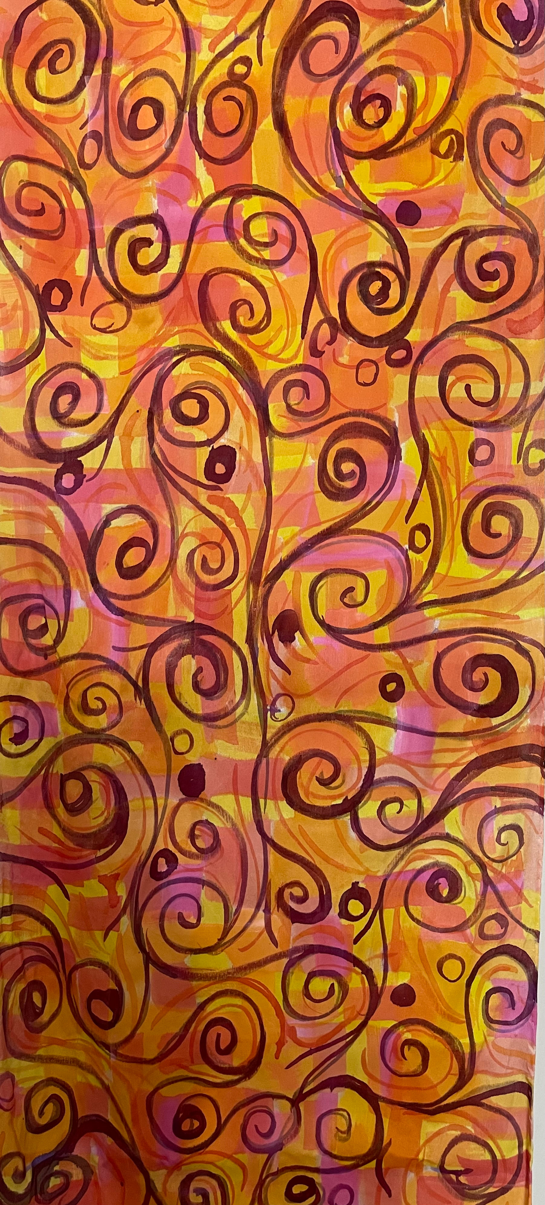Silk Scarf with Swirls Pattern | 12x60